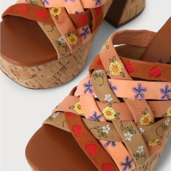 FREE PEOPLE Lisbon Suede Leather Platform Mules in Sandbar Multicolour Size 36.5 - Picture 9 of 14